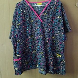 Leopard print scrub top